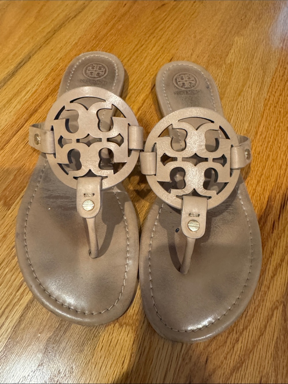 Tory Burch Nude/Taupe Logo Thong Sandals
